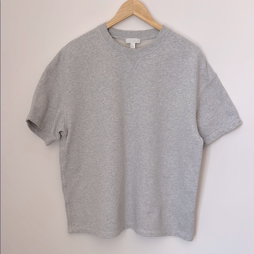 COS Pullover Crewneck Sweatshirt with Short Sleeves Heather Grey Medium